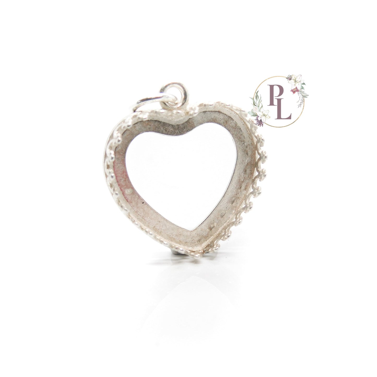 Adeline Crowned Heart Breastmilk Necklace by Pandora Lilly Keepsakes - A heart shaped 925 Sterling Silver setting with crowned edging