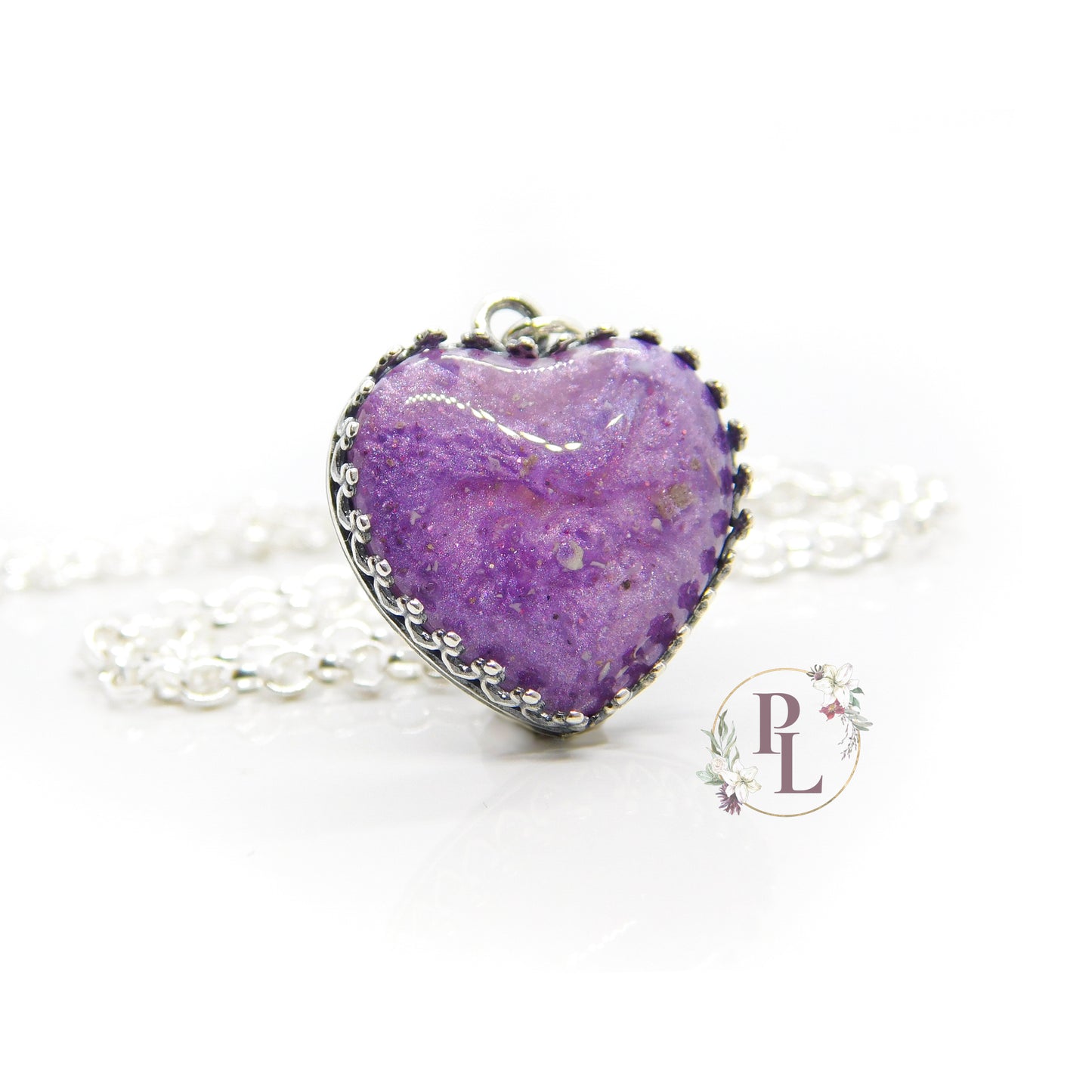 Adeline - Crowned Heart Cremation Ash Necklace