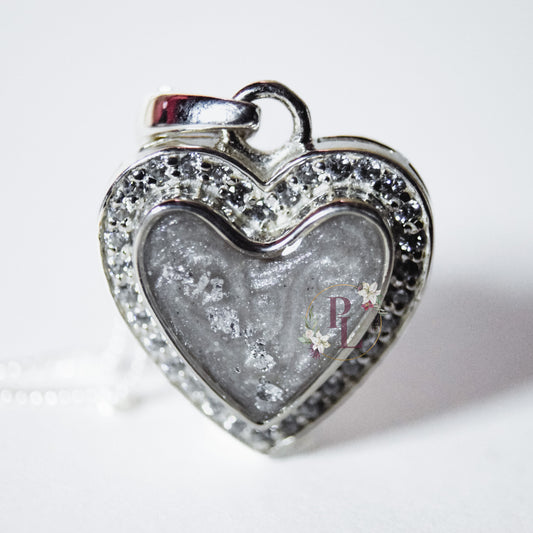 Elvera - Heart CZ Cremation Ash Necklace