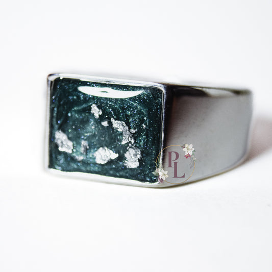 Jasper - Rectangle Signet Cremation Ash Ring