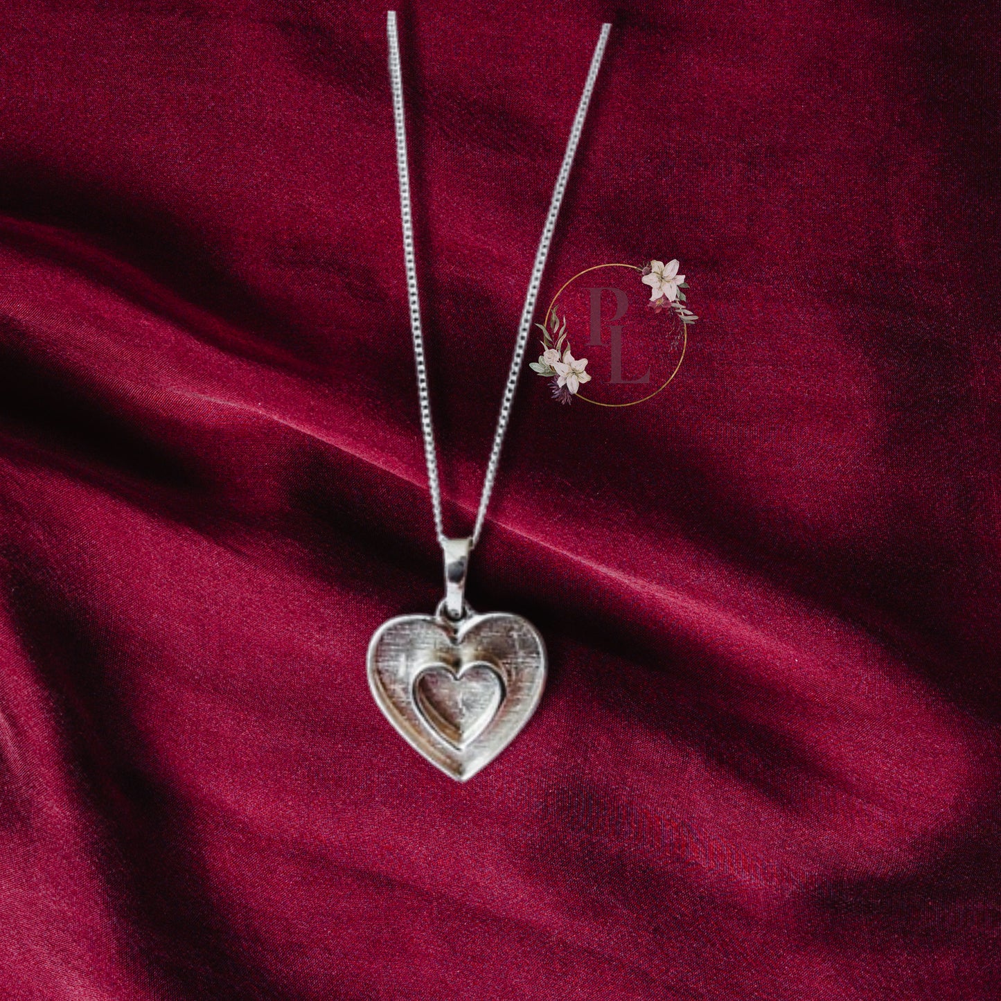 Hannah - Heart in a Heart Breastmilk Necklace