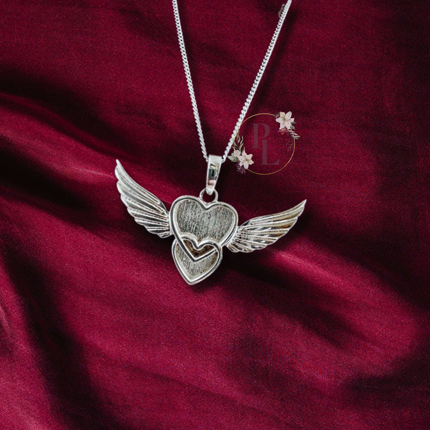 Harriet - Double Heart Wing Cremation Ash Necklace