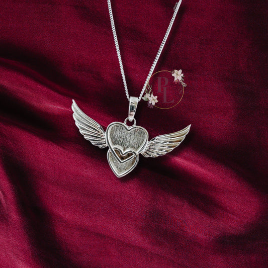 Harriet - Double Heart Wing Cremation Ash Necklace
