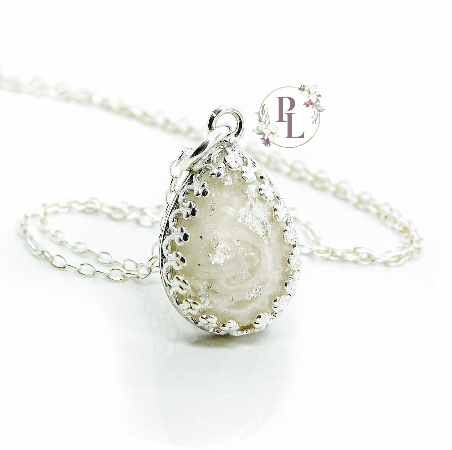Florence - Crowned Teardrop Cremation Ash Necklace
